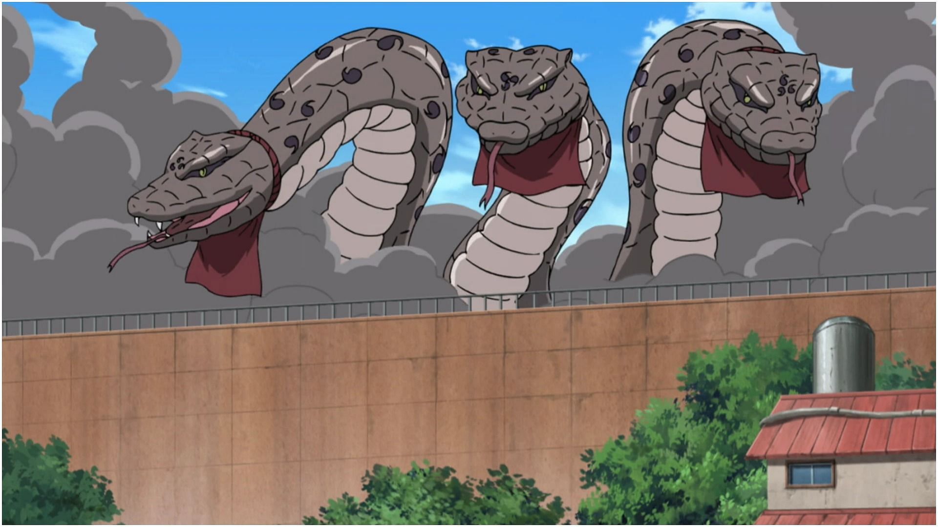 3 Giant Snakes as seen in the anime (Image via Studio Pierrot)