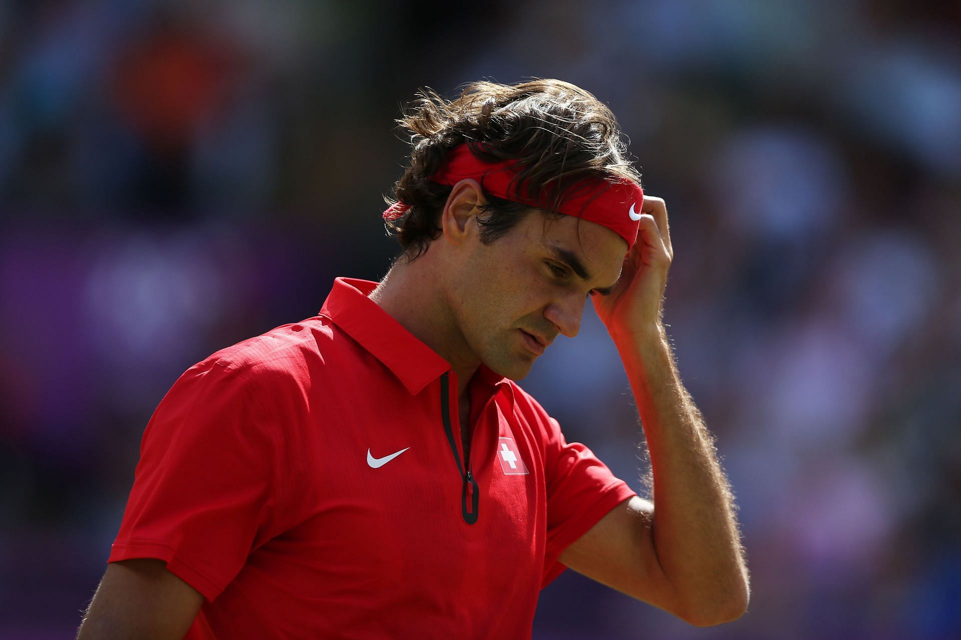 Roger Federer during his gold medal match against Andy Murray at the 2012 London Olympics