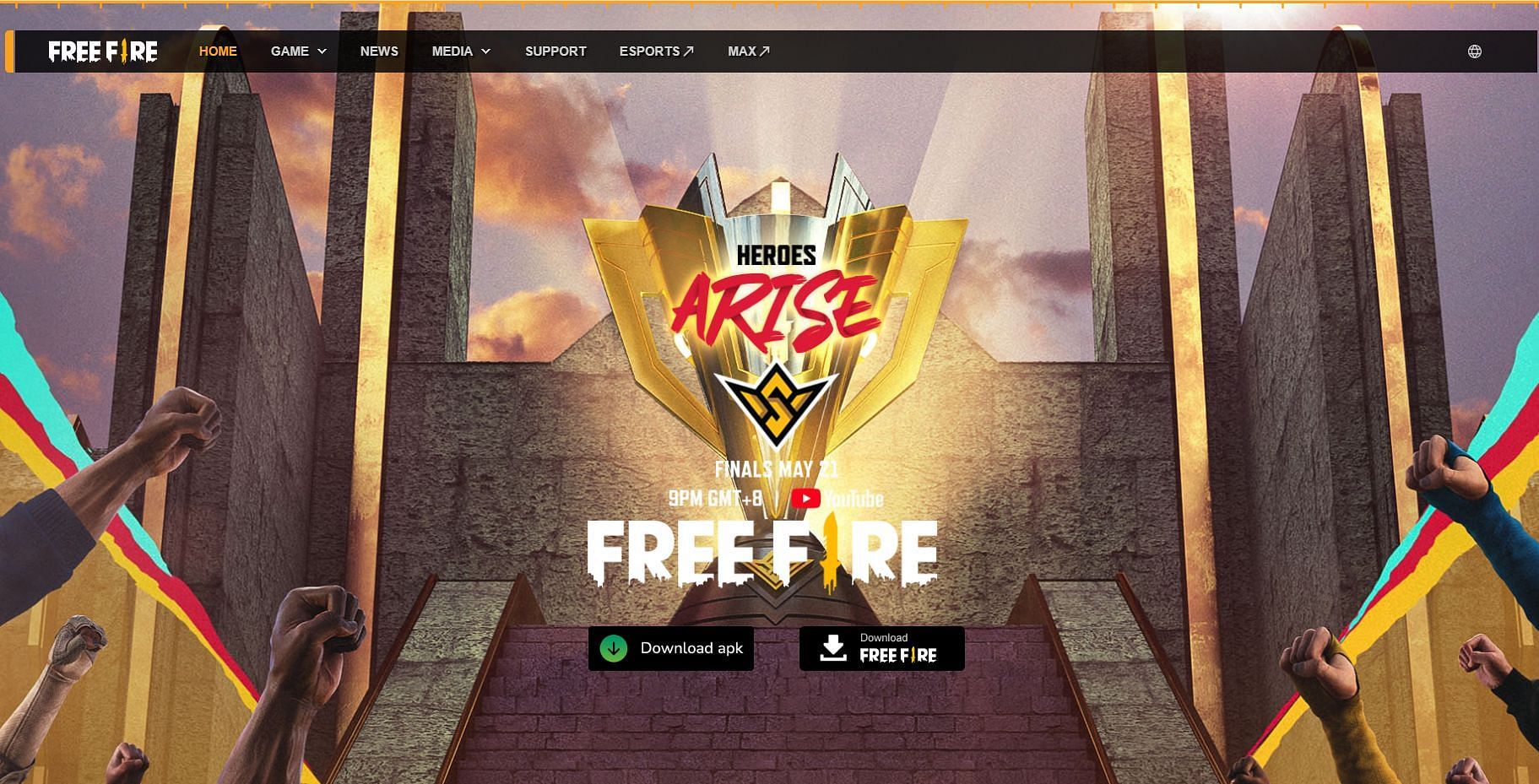 The APK file could be accessible on the website (Image via Garena)