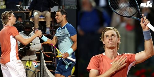 Denis Shapovalov (right) notched up his second win against Rafael Nadal