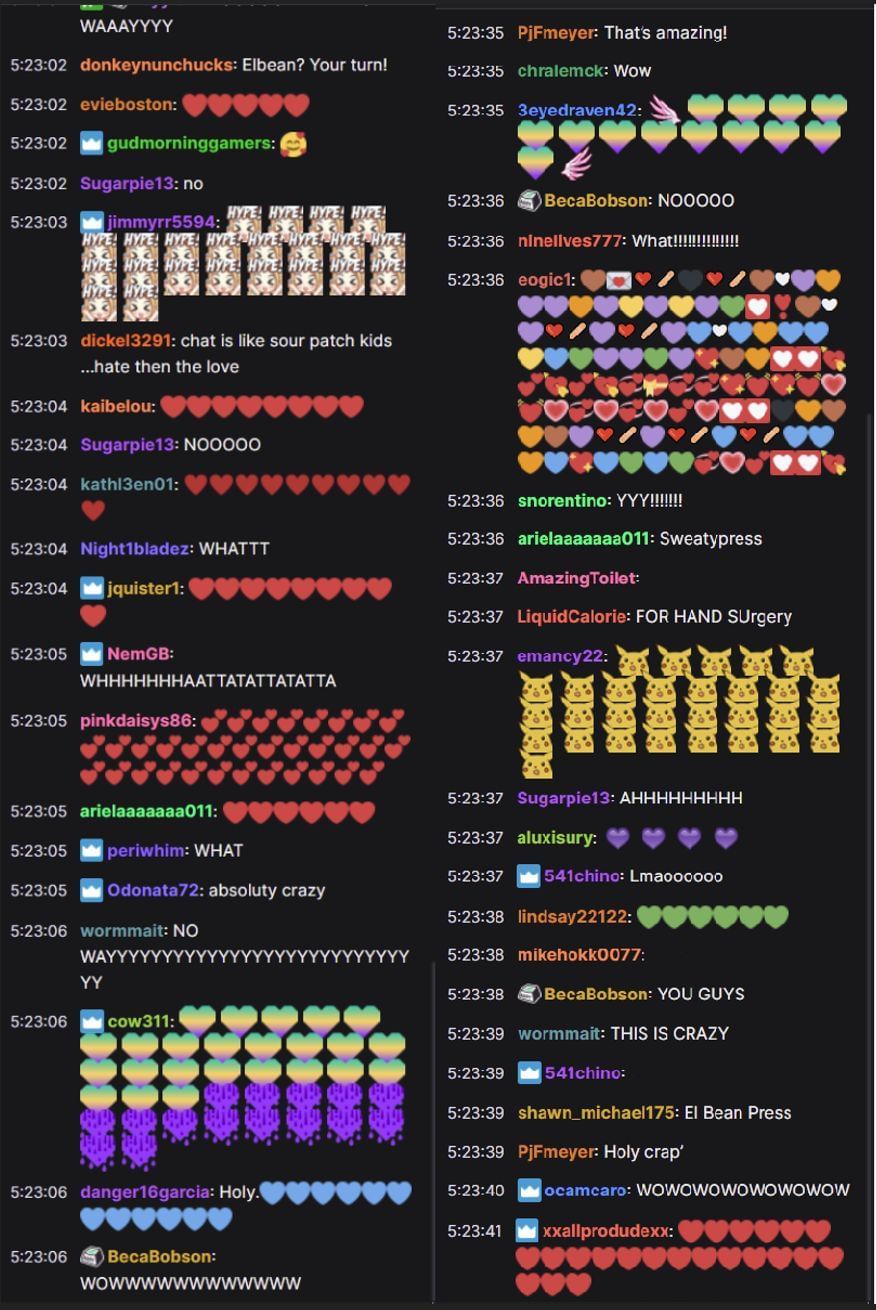 Twitch chat goes berserk after two fans donate large sums to the streamer (Image via windpress/Twitch chat)