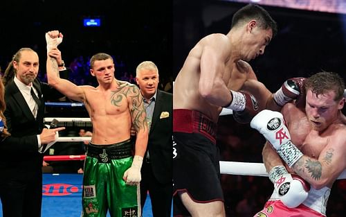 Joe Smith Jr. (L) wasn't shocked by Canelo Alvarez's defeat at the hands of Dmitry Bivol (R)