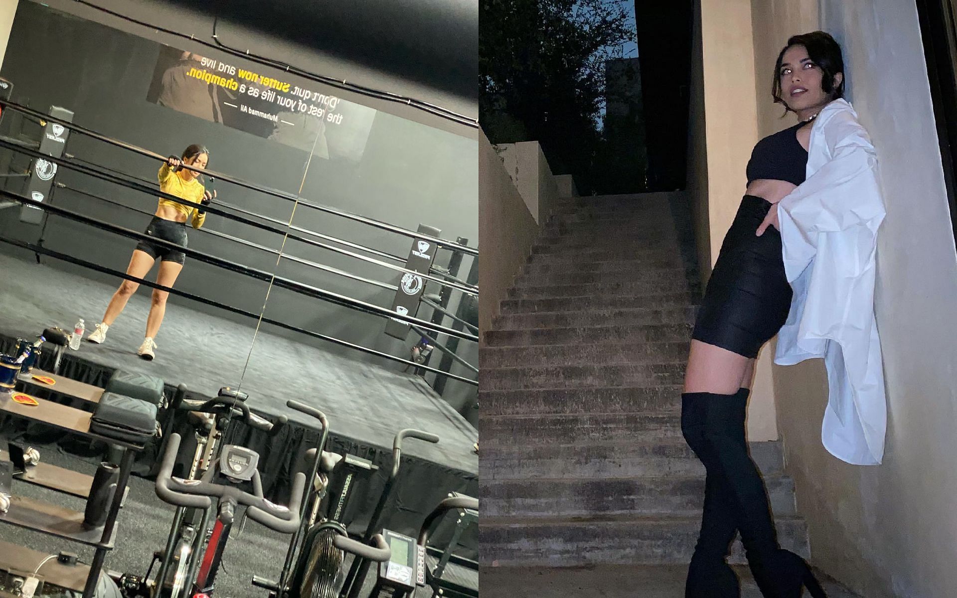 Fans on Twitter go wild as Valkyrae posts her boxing training images on the social media platform (Images via Valkyrae/Twitter)