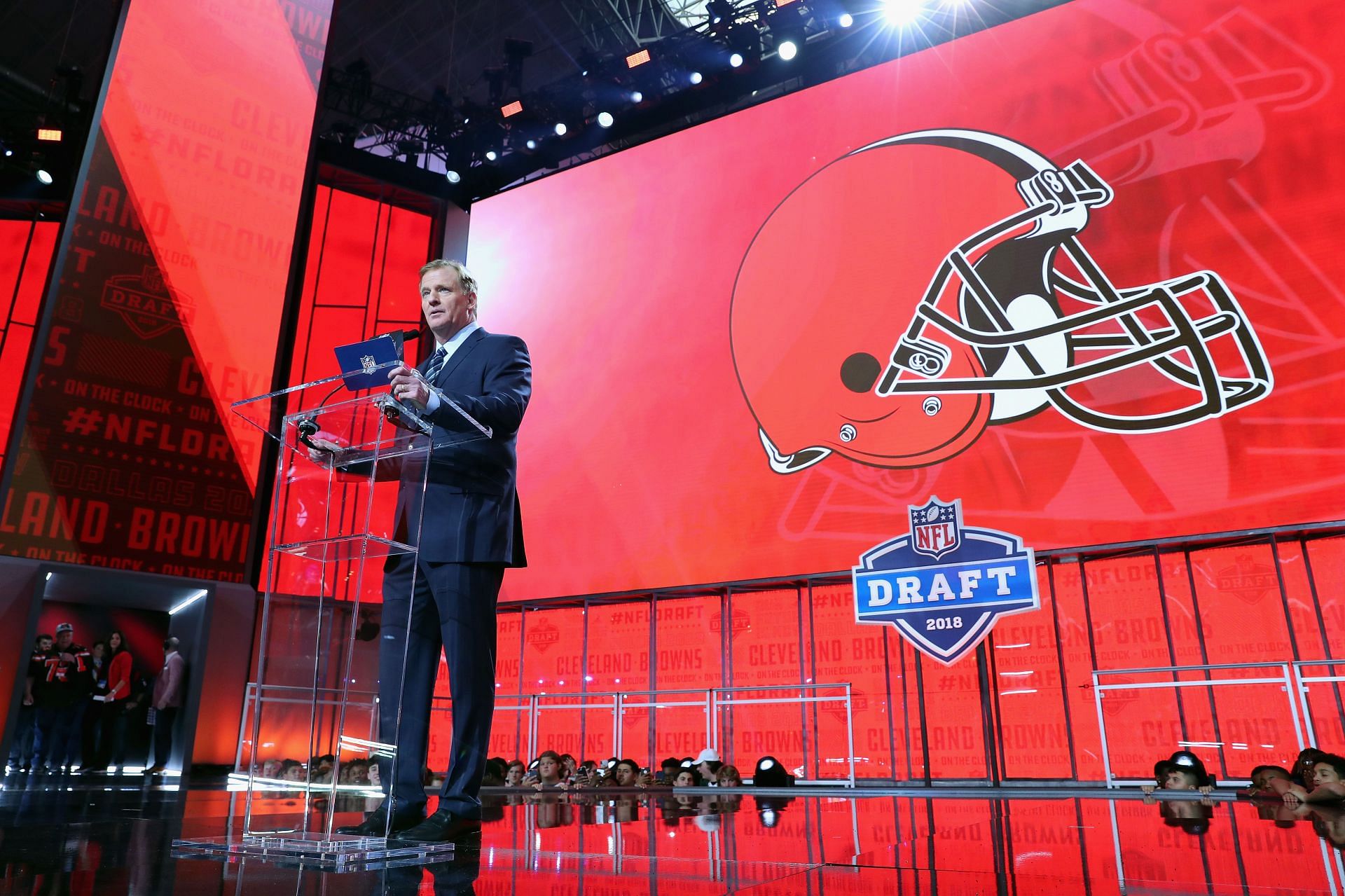 Roger Goodell at the 2018 NFL Draft as Cleveland Browns pick