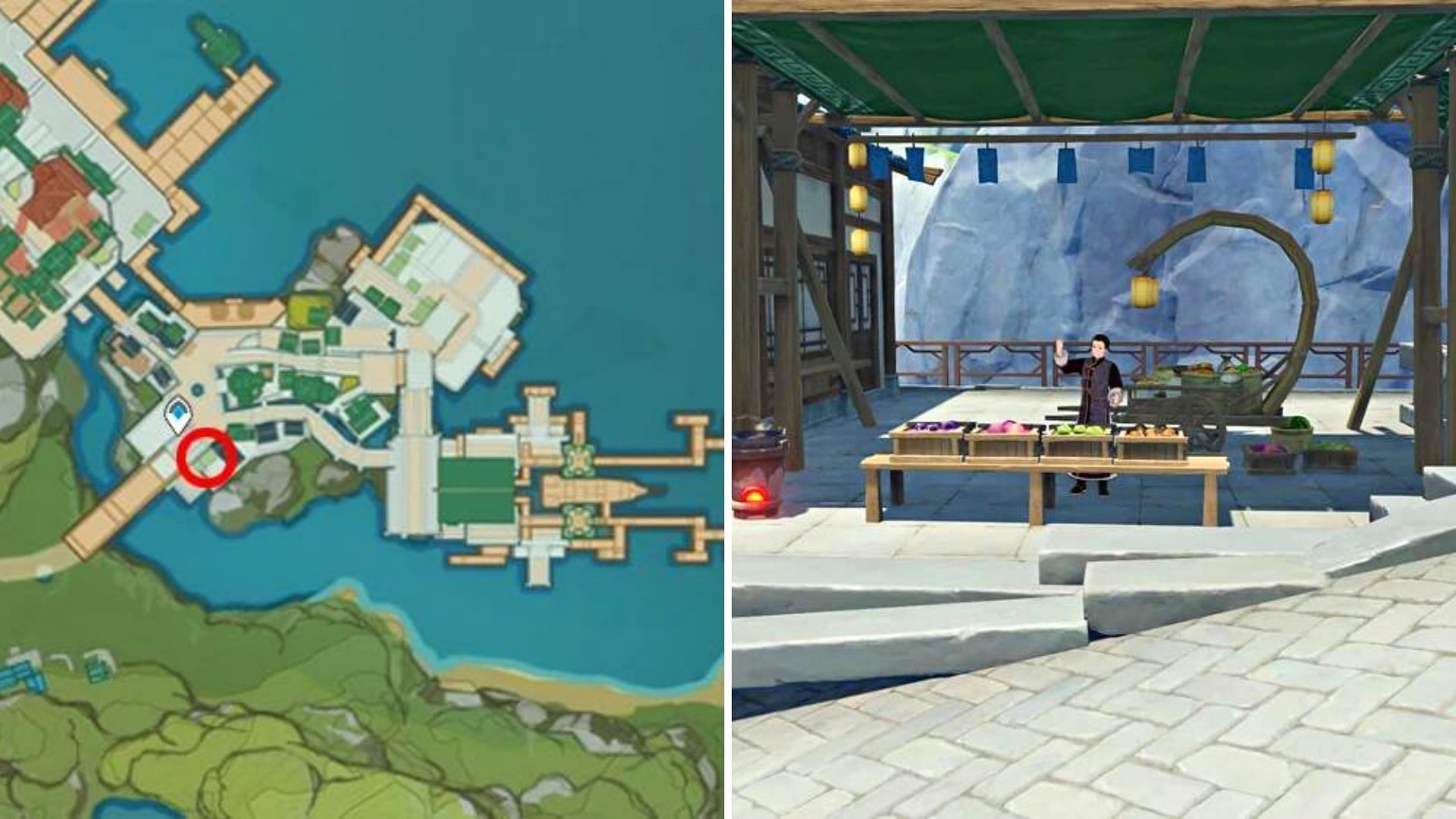 Players can buy pepper at this location in Liyue Harbor (Image via Genshin Impact)