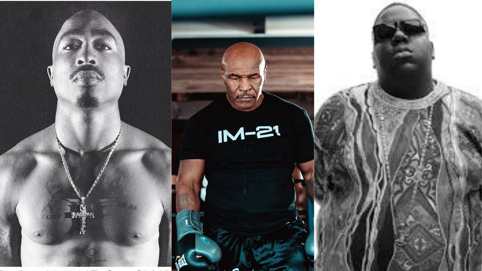 Tupac Shakur (left), Mike Tyson (centre), Biggie (Right), Credits:- Instagram