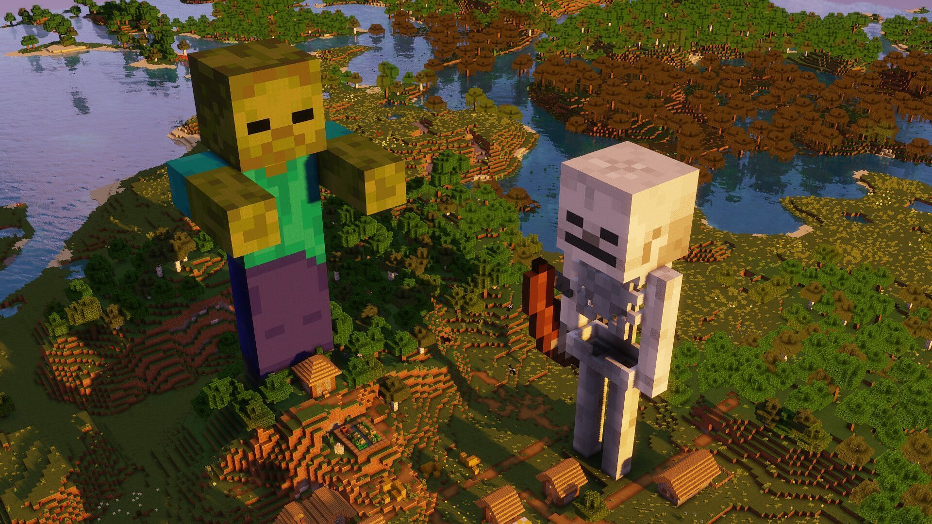 An example of giant mob statues of some of Minecraft&#039;s hostile mobs (Image via planetminecraft.com)