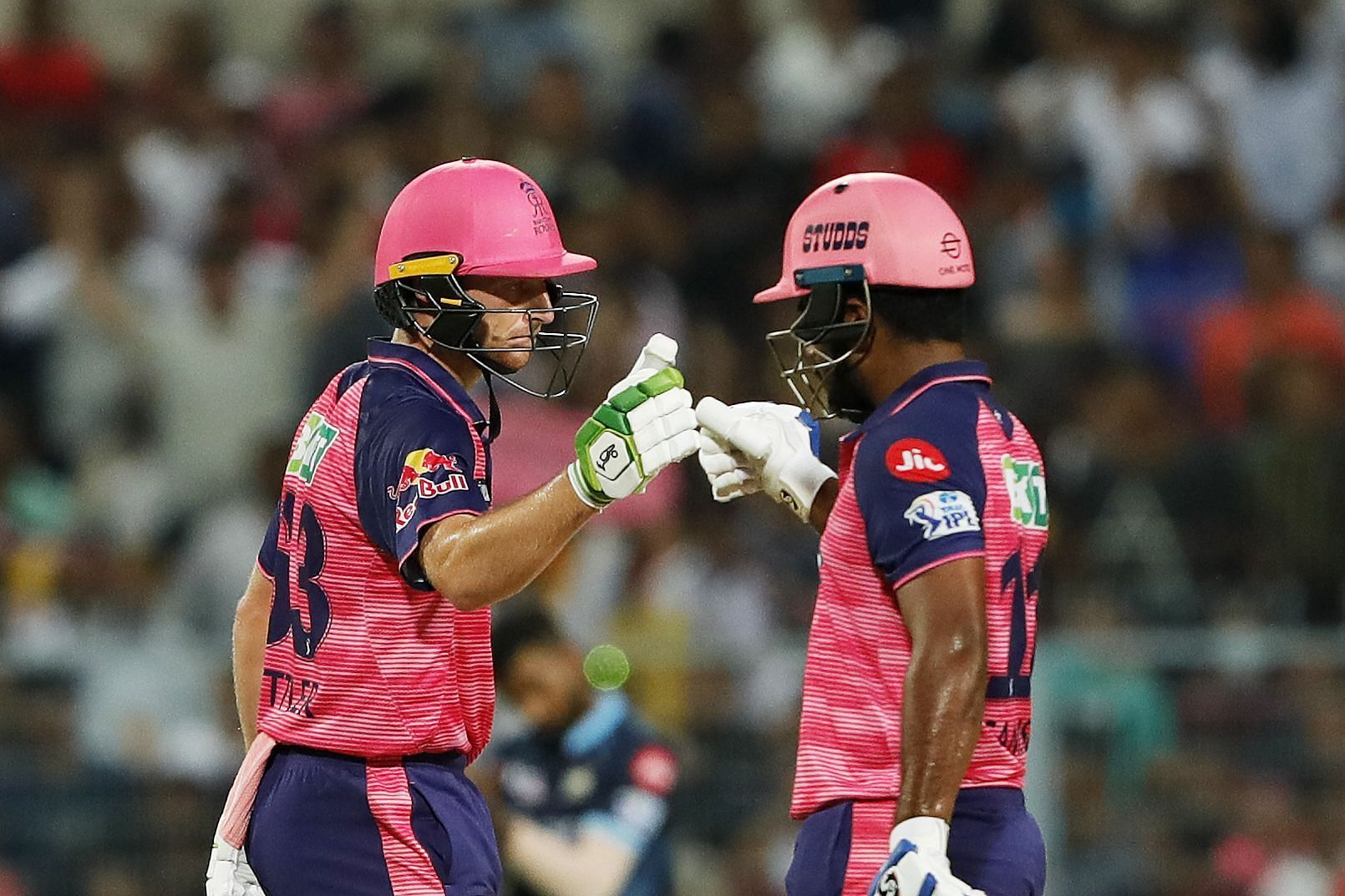 Jos Buttler batting with Sanju Samson. (Credits: Twitter)