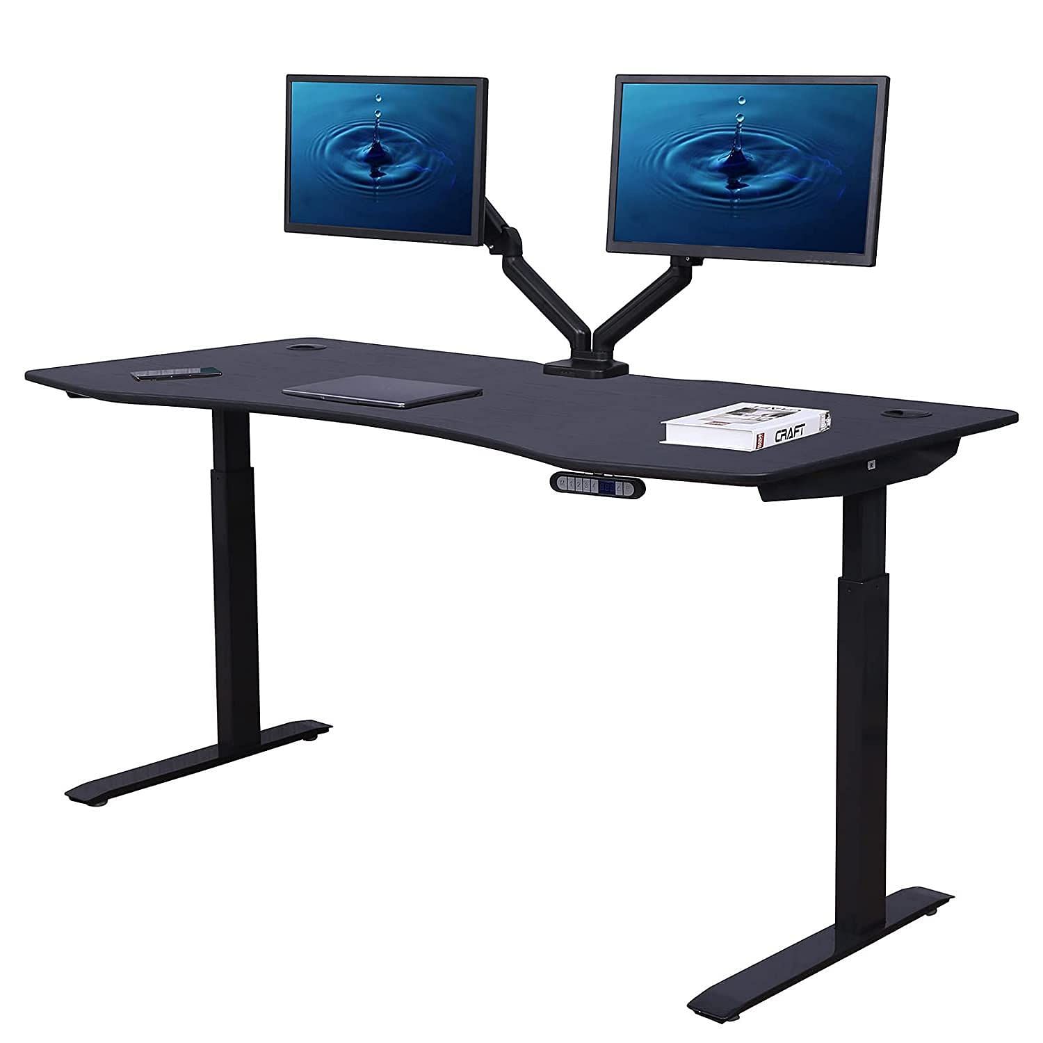 The ApexDesk Elite has two cable holes, but a cable management tray is sold separately (Image via Amazon)