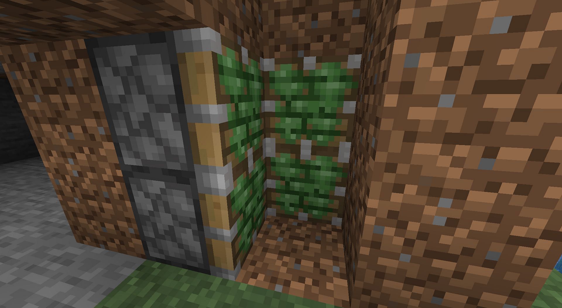 Piston room with six pistons (Image via Minecraft)