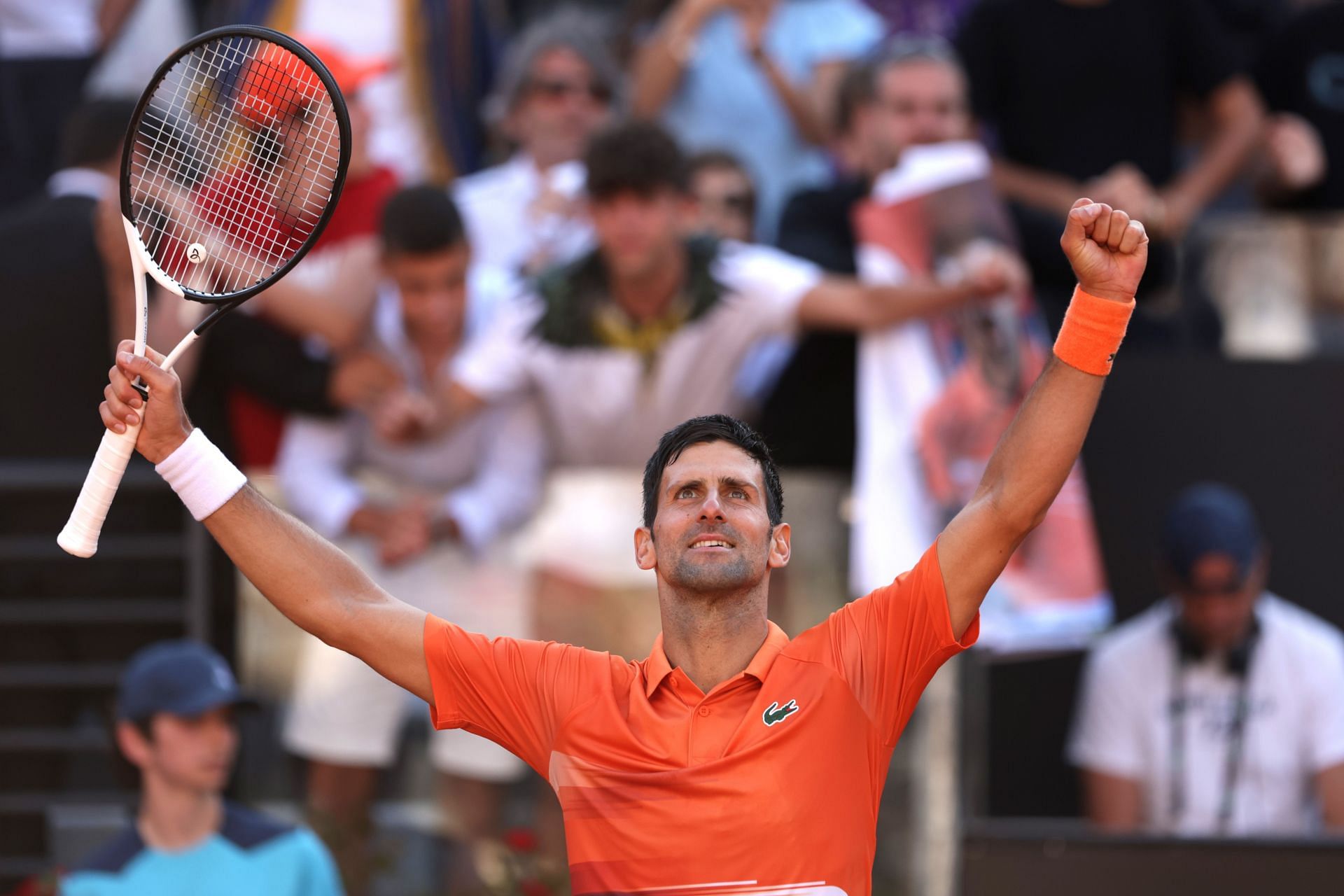 Novak Djokovic in action during the Internazionali BNL D&#039;Italia 2022