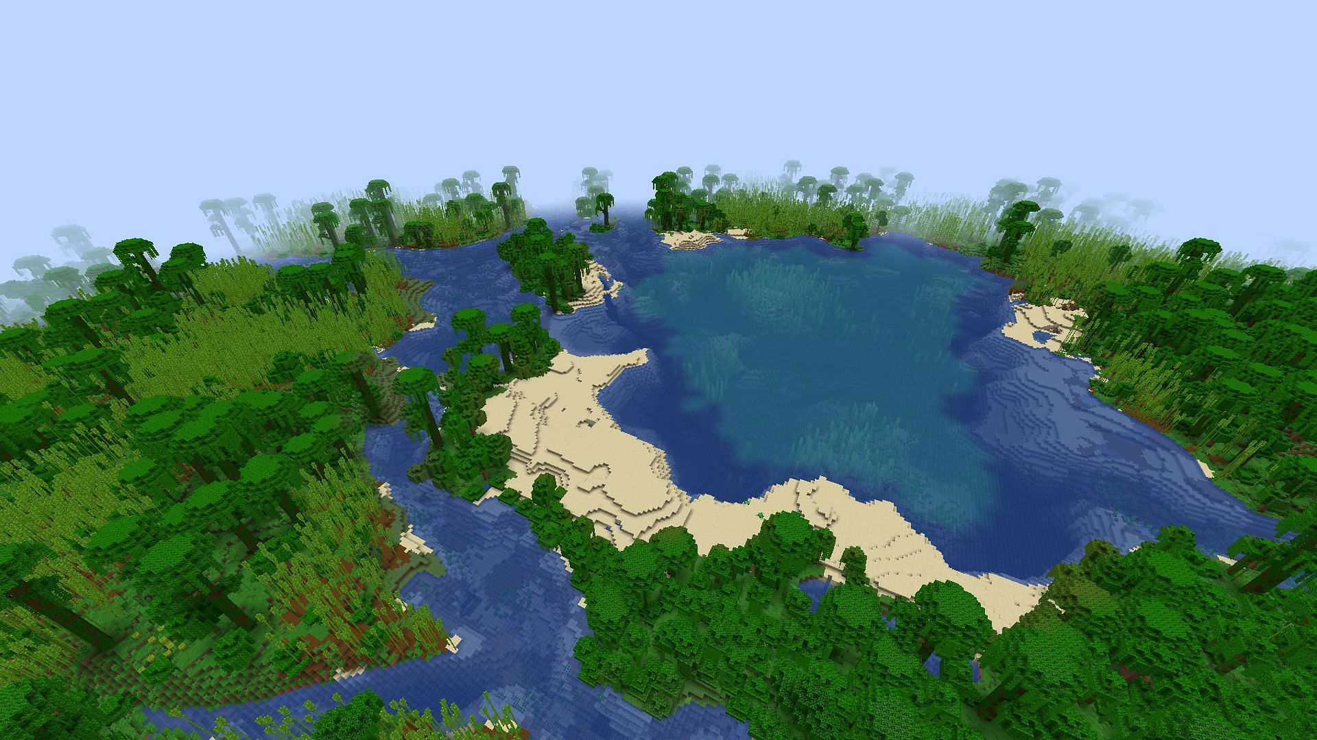 The jungle cove, surrounded by a massive bamboo forest (Image via Minecraft)