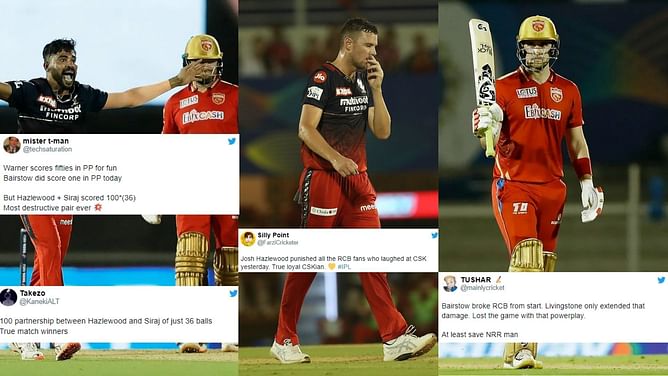 "Will trust Siraj in wheelchair over Hazlewood at death!" - Fans troll RCB bowling after Bairstow-Livingstone blitz in IPL 2022