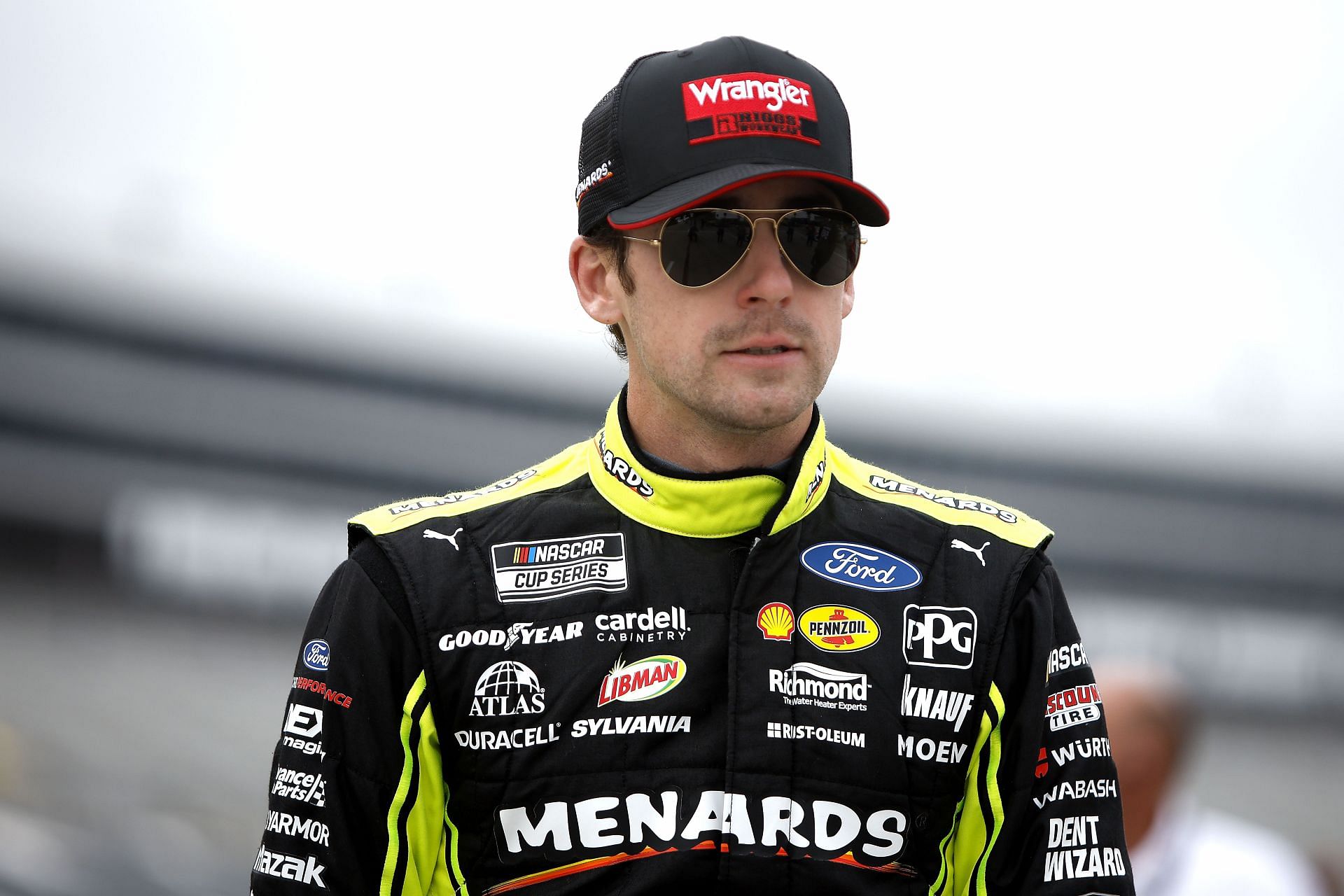 Ryan Blaney walks the grid during practice for the NASCAR Cup Series All-Star Race at Texas Motor Speedway (Photo by Sean Gardner/Getty Images)