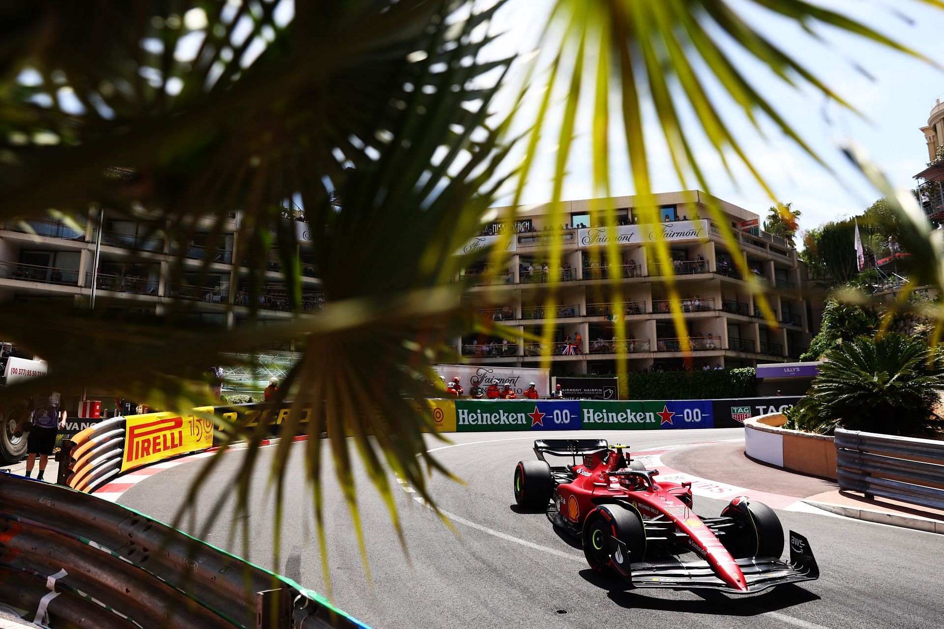 Ferrari driver Carlos Sainz in action during qualifying for the 2022 F1 Monaco GP. (Photo by Clive Rose/Getty Images)