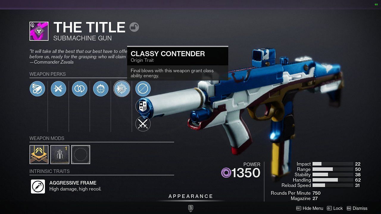The Title SMG is coming in this year&#039;s Guardian Games (Image via Destiny 2)