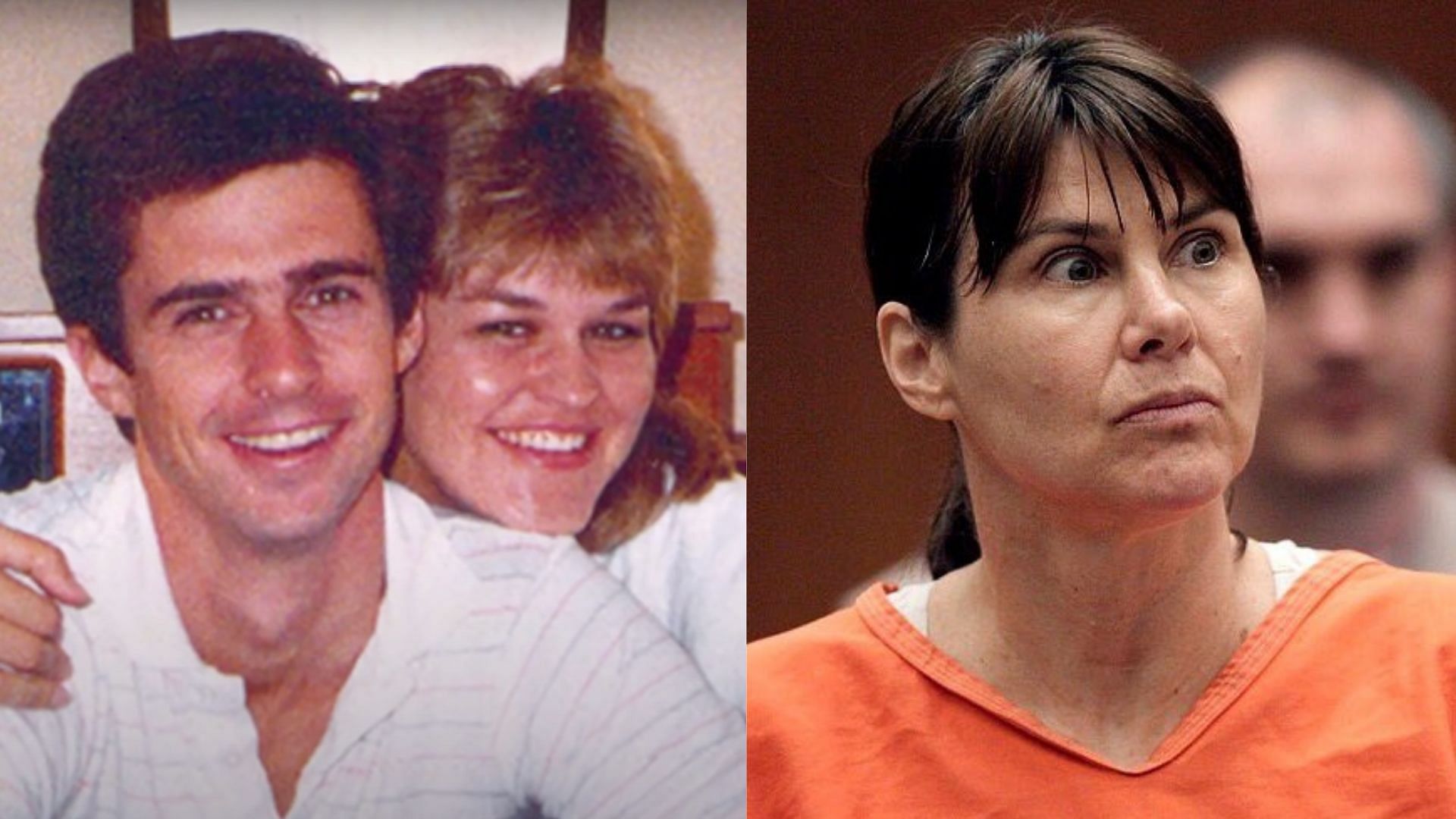 John Ruetten and Sherri Rasmussen before the brutal 1986 murder case, and Stephanie Lazarus during the murder trial in court (Image via Inside Edition/YouTube, @MyFavMurder/Twitter)