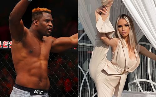 Francis Ngannou (left) and Sara Damnjanovic (right) (Images via Getty, Instagram / @saratkd7)