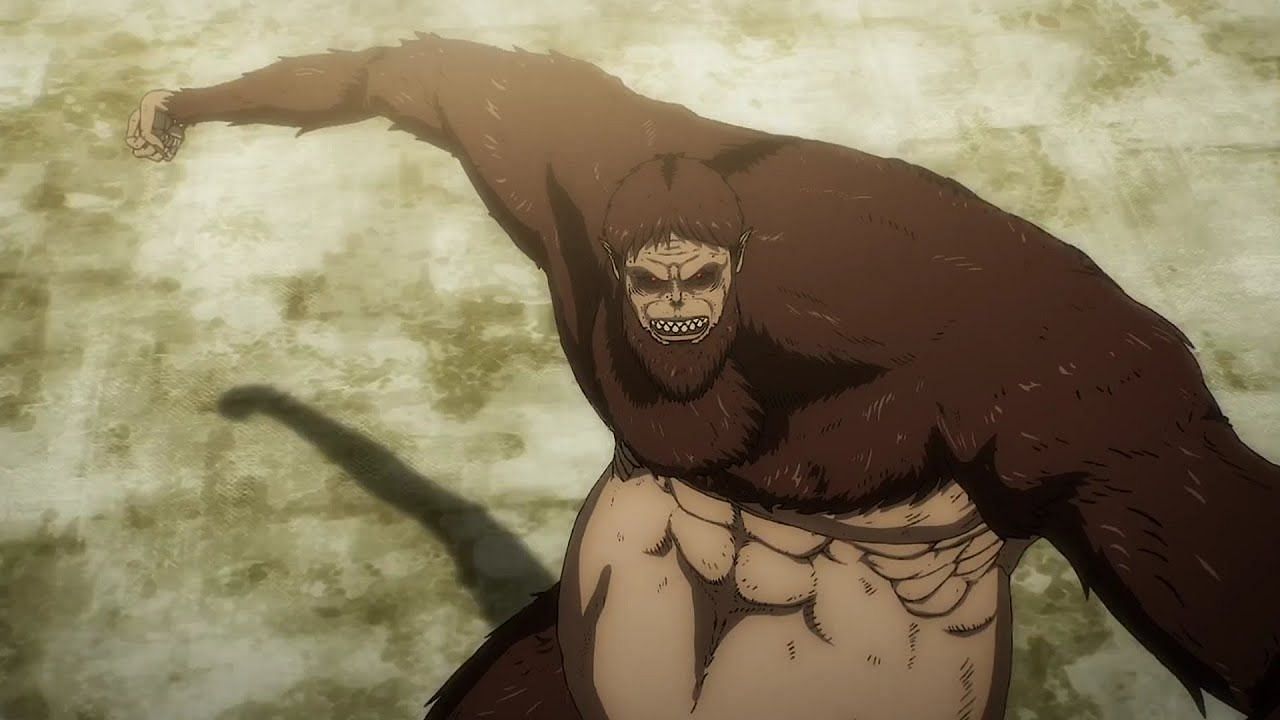 Zeke&#039;s Beast Titan as seen in Attack on Titan (Image via MAPPA Studios)