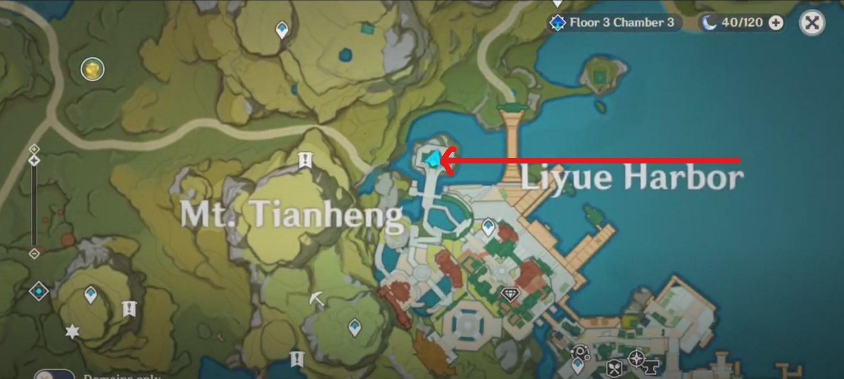 Gui&#039;s location in Liyue (Image via Genshin Impact)