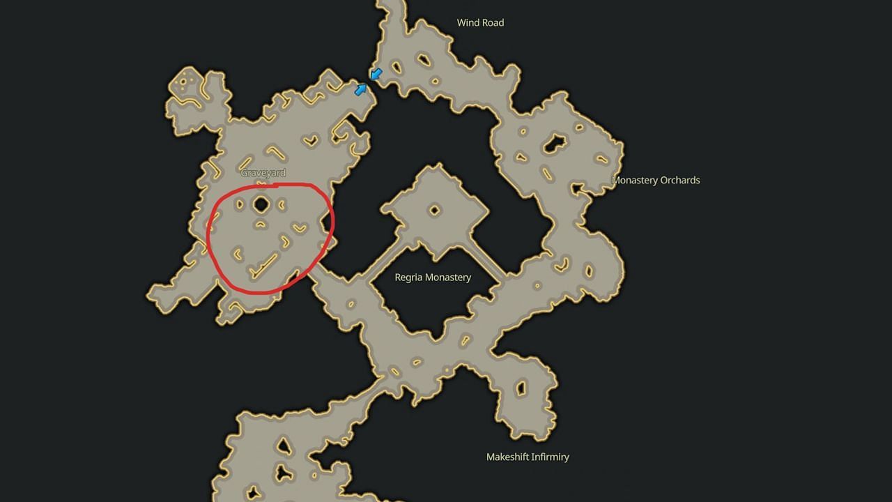 Go to the circled location when in Rethramis Border to find Rudric (Image via Smilegate)