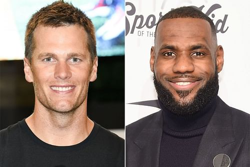 Buccaneers QB Tom Brady (l) and Lakers forward LeBron James (r). Source: People