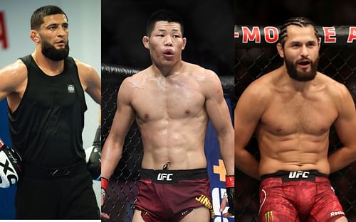 From left to right: Khamzat Chimaev, Li Jingliang and Jorge Masvidal [Image Courtesy: @khamzat_chimaev and @lijingliangmma on Instagram]