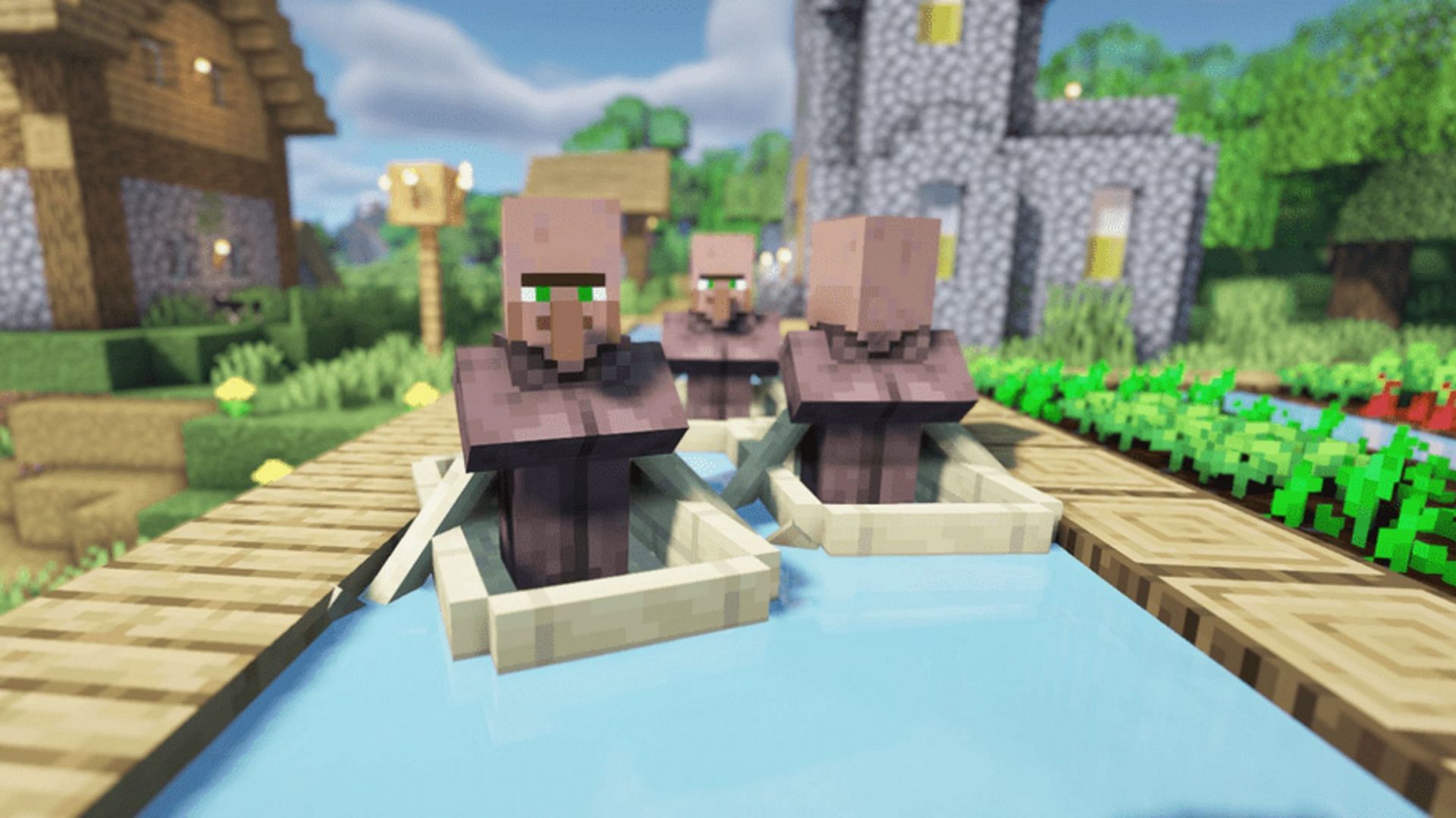 Moving Minecraft villagers in boats requires little resources (Image via Mojang)