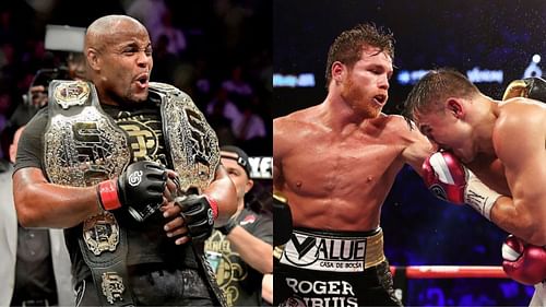 Daniel Cormier (left), Canelo Alvarez & GGG (right) [Images courtesy of Getty]