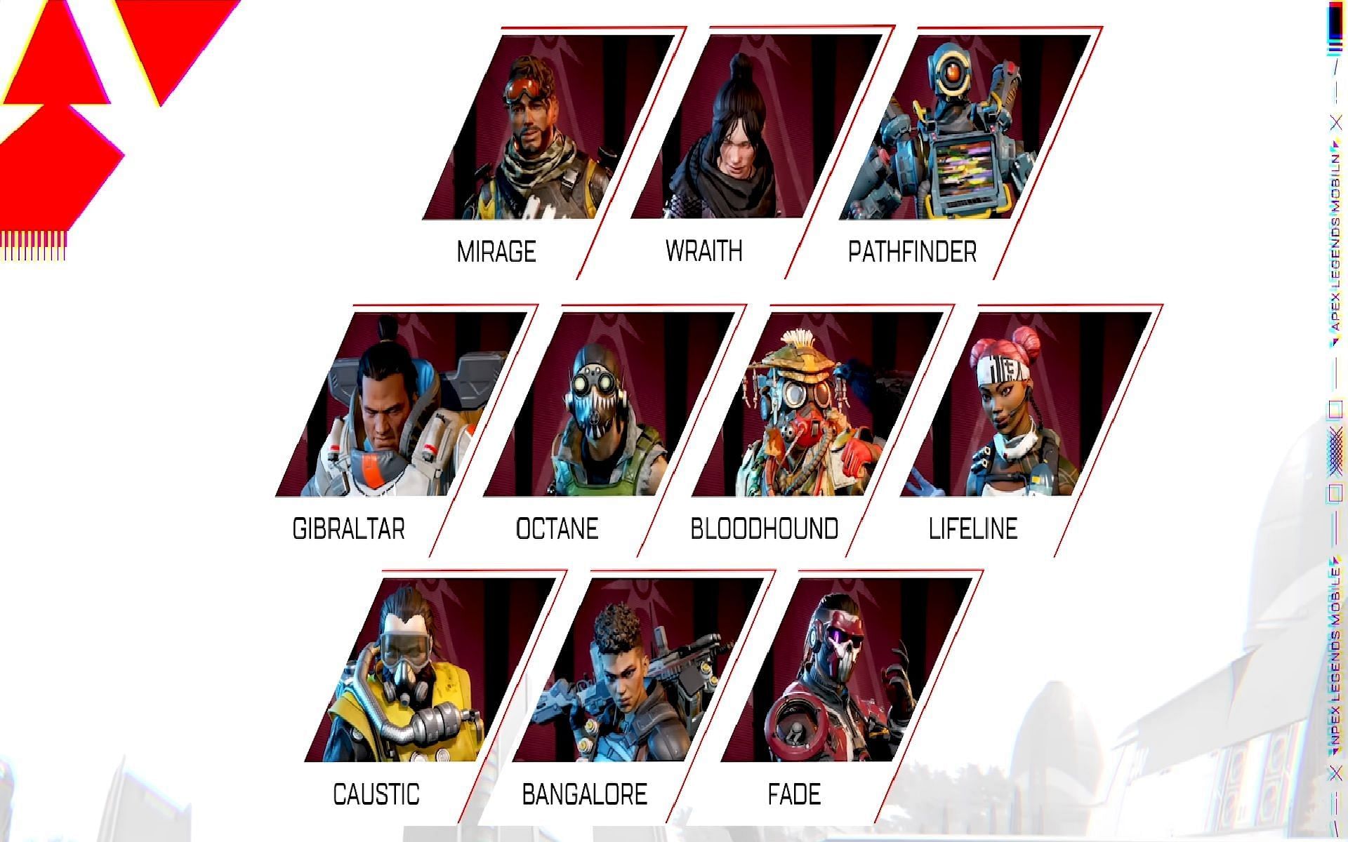 Apex Legends Mobile&#039;s roster (Image via Respawn Entertainment)