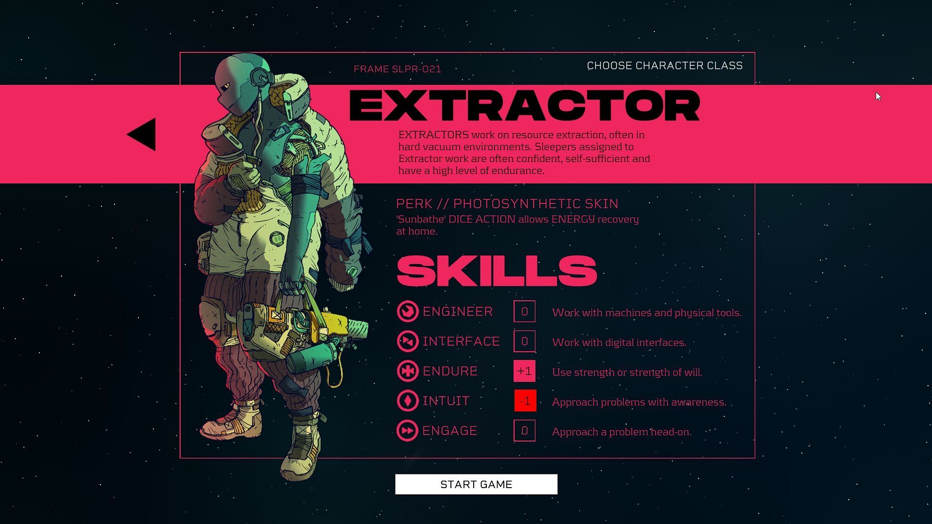 Extractor, one of the three classes in the game (Image via Citizen Sleeper)