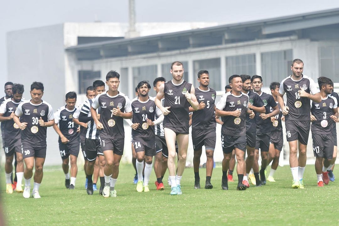 Mohammedan SC players during a training session ahead of their match against Churchill Brothers FC in the I-League (Image Courtesy: Mohammedan SC Instagram)