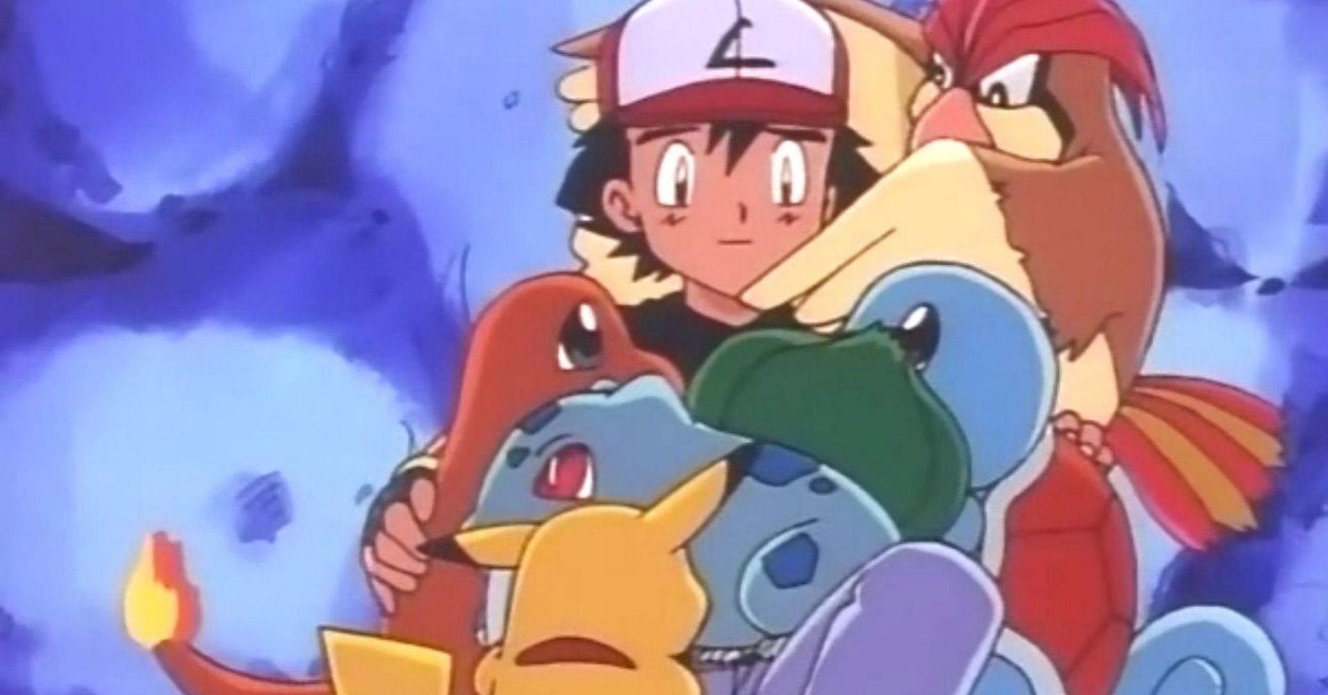 Ash is trying to warm up with his Pokemon in Snow Way Out (Image via Team Ota)