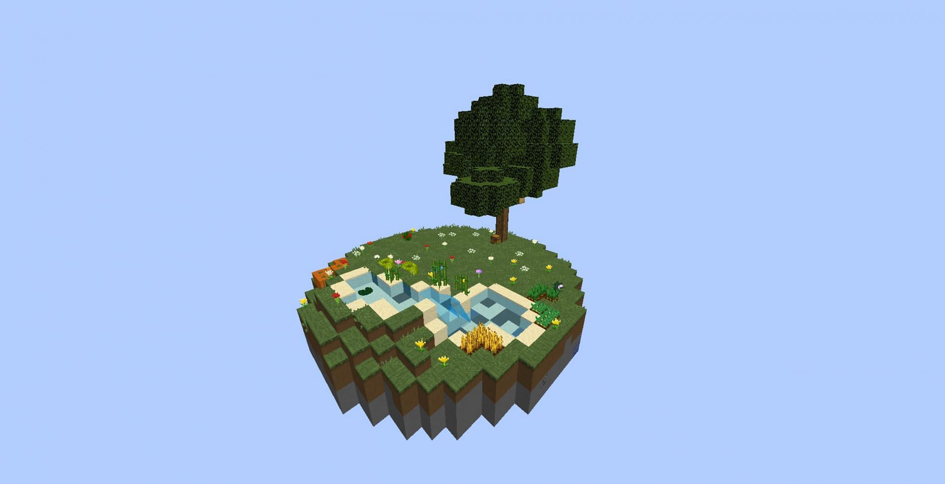 A one-layer Skyblock island from MineSuperior (Image via MineSuperior)