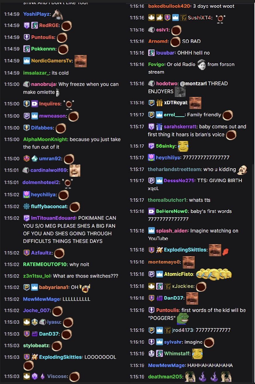 Fans react to the streamer&#039;s take (Images via Pokimane/Twitch Chat)