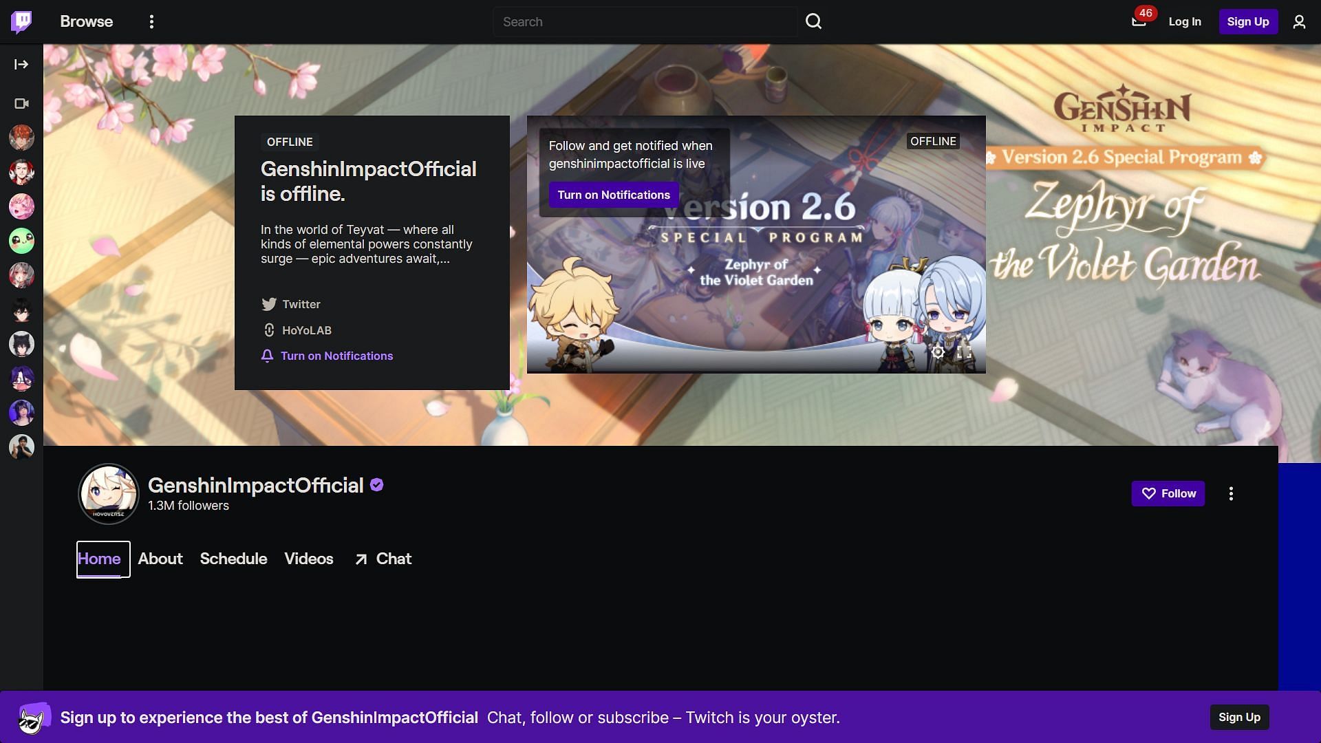 Official Twitch account (Image via Twitch/genshinimpactofficial)