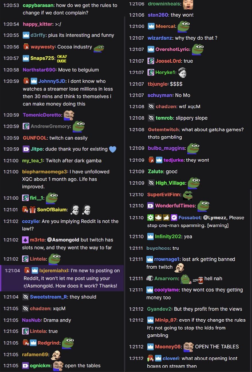 Fans react to the streamer&#039;s take (Images via Twitch chat)