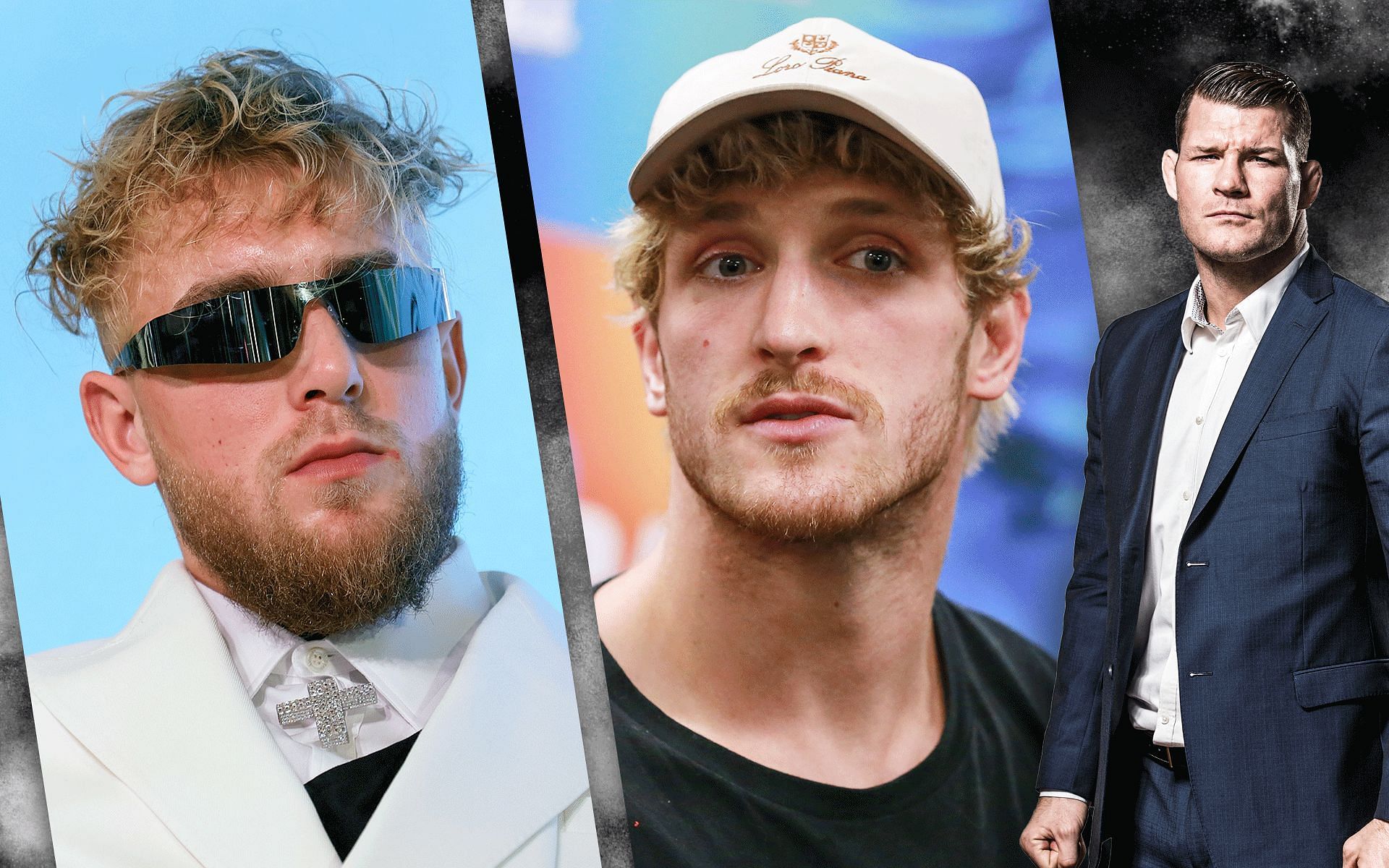 Jake Paul (left), Logan Paul (center), and Michael Bisping (right)