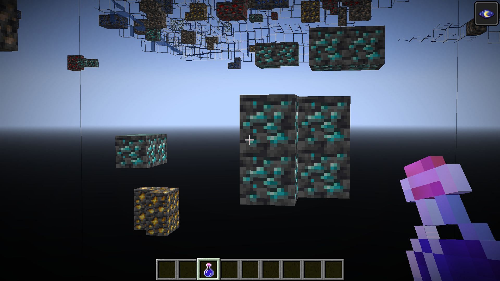 Use night vision potion to see all the precious blocks (Image via Minecraft)