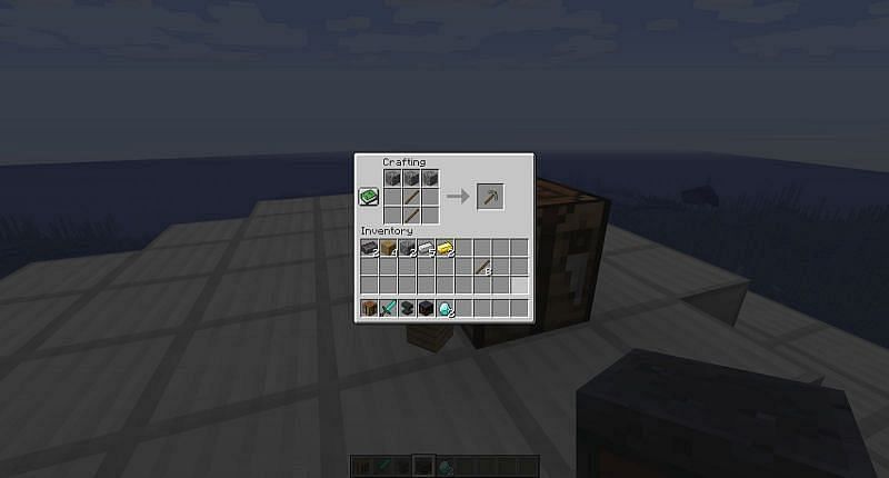 To craft a stone pickaxe, you can follow the following recipe