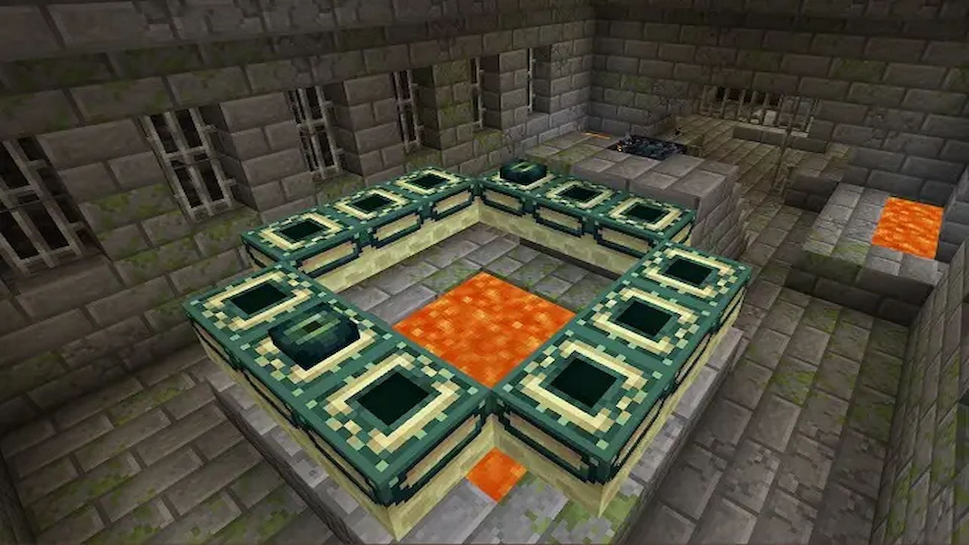 Players can find a stronghold with a portal that already has 2 eye of ender in this seed (Image via pathofex.com)