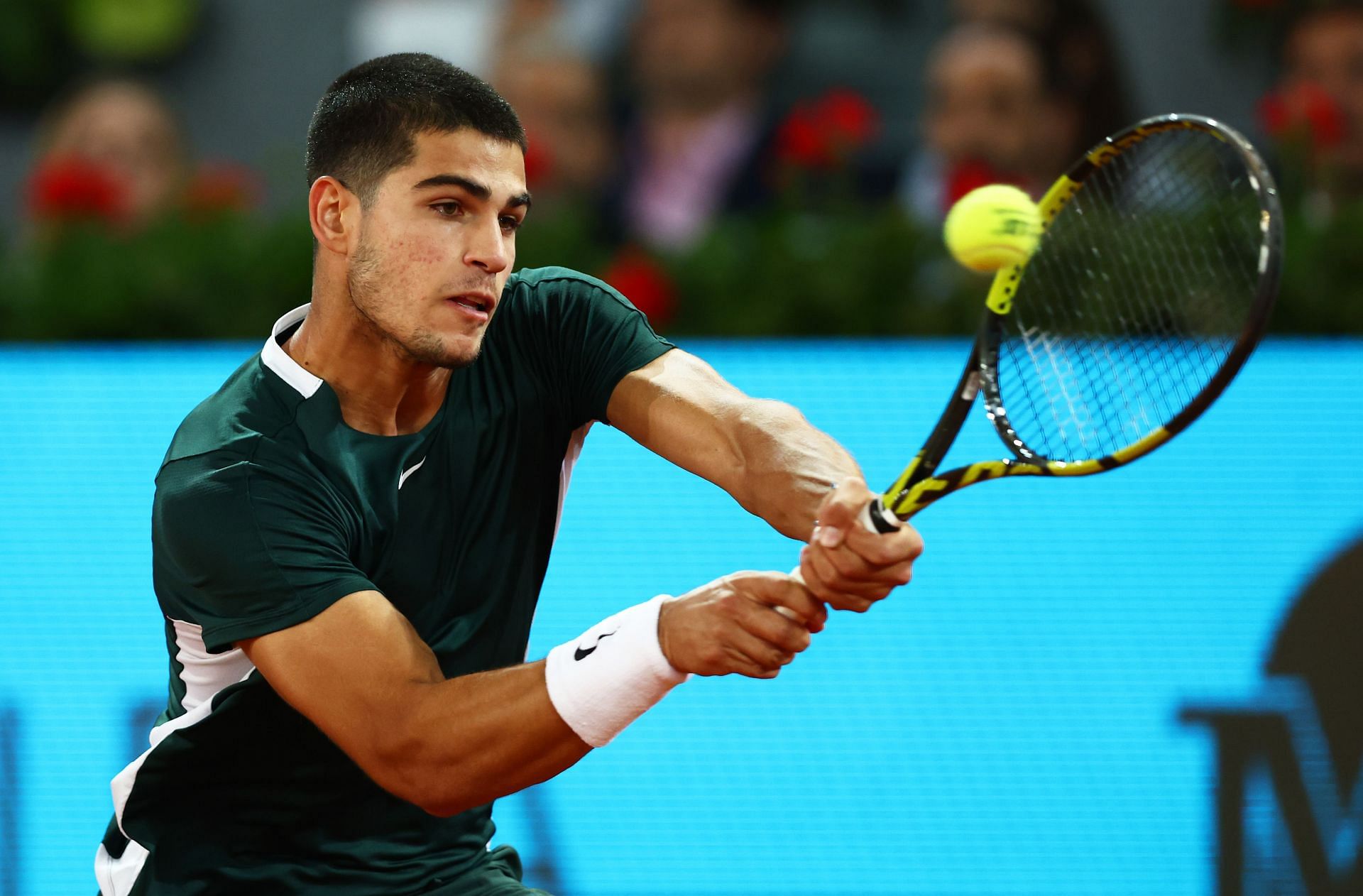 Carlos Alcaraz in action at the Madrid Open