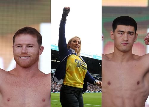 Canelo Alvarez (left), Ebanie Bridges (center), Dmitry Bivol (right)