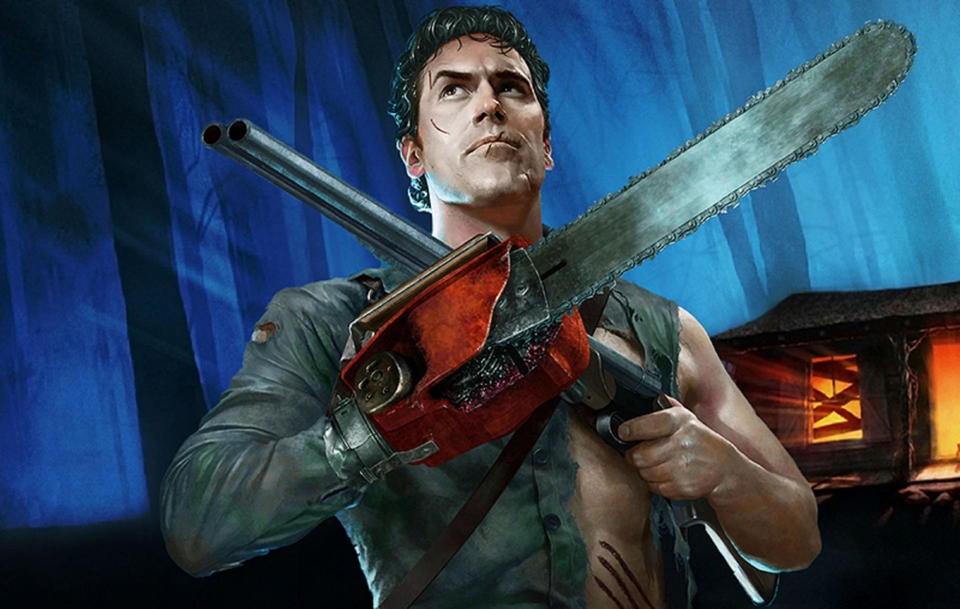 Ash&#039;s Evil Dead 2 iteration, a playable survivor of the Hunter class (Image via Saber Interactive)