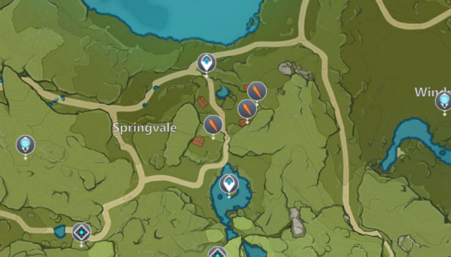 Springvale has three closer spawns than the Dawn Winery (Image via miHoYo)