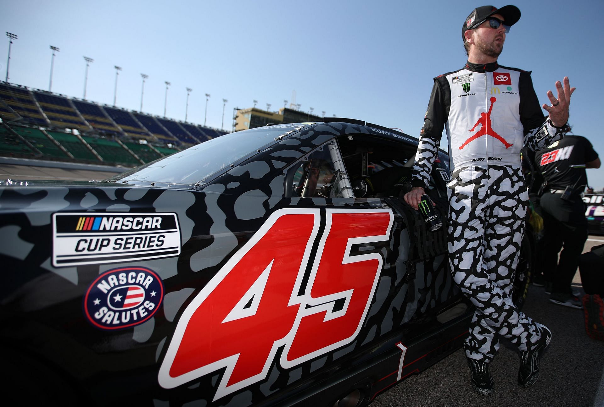 Kurt Busch waits on the grid during qualifying for the 2022 NASCAR Cup Series AdventHealth 400 at Kansas Speedway in Kansas City, Kansas. (Photo by Sean Gardner/Getty Images)