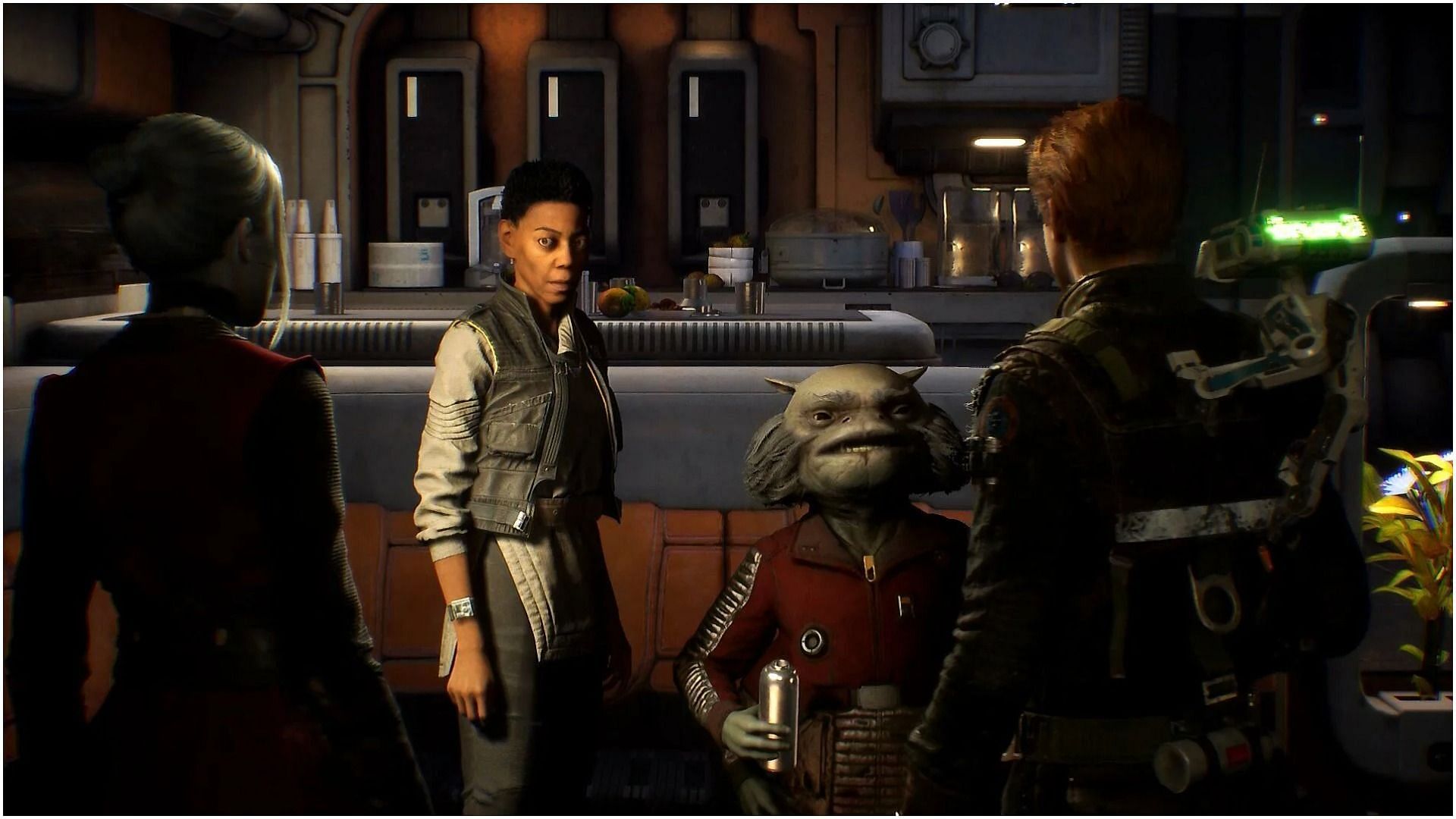 The gang gathers inside the Mantis (Image via EA)