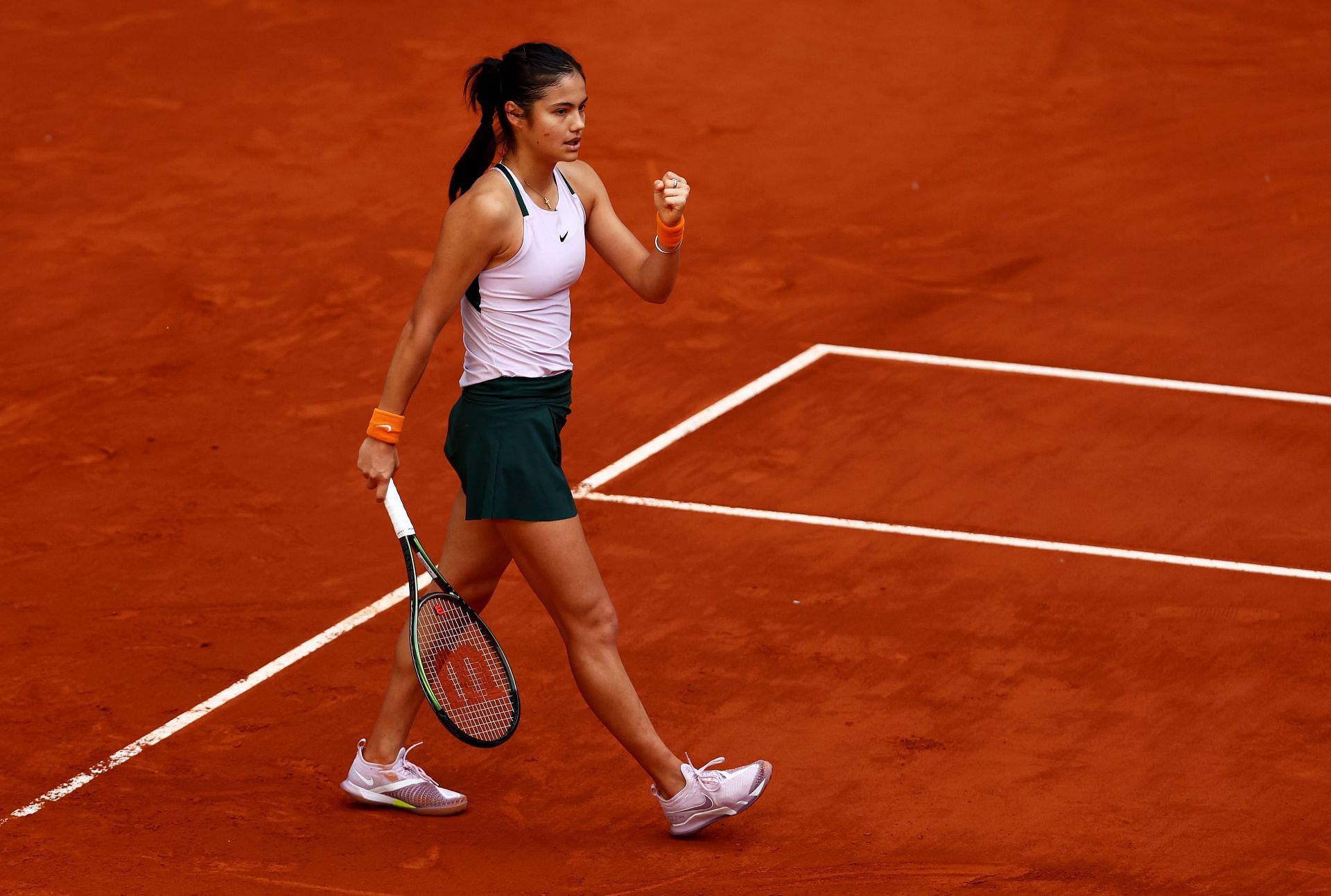 Emma Raducanu in action at Mutua Madrid Open - Day 2