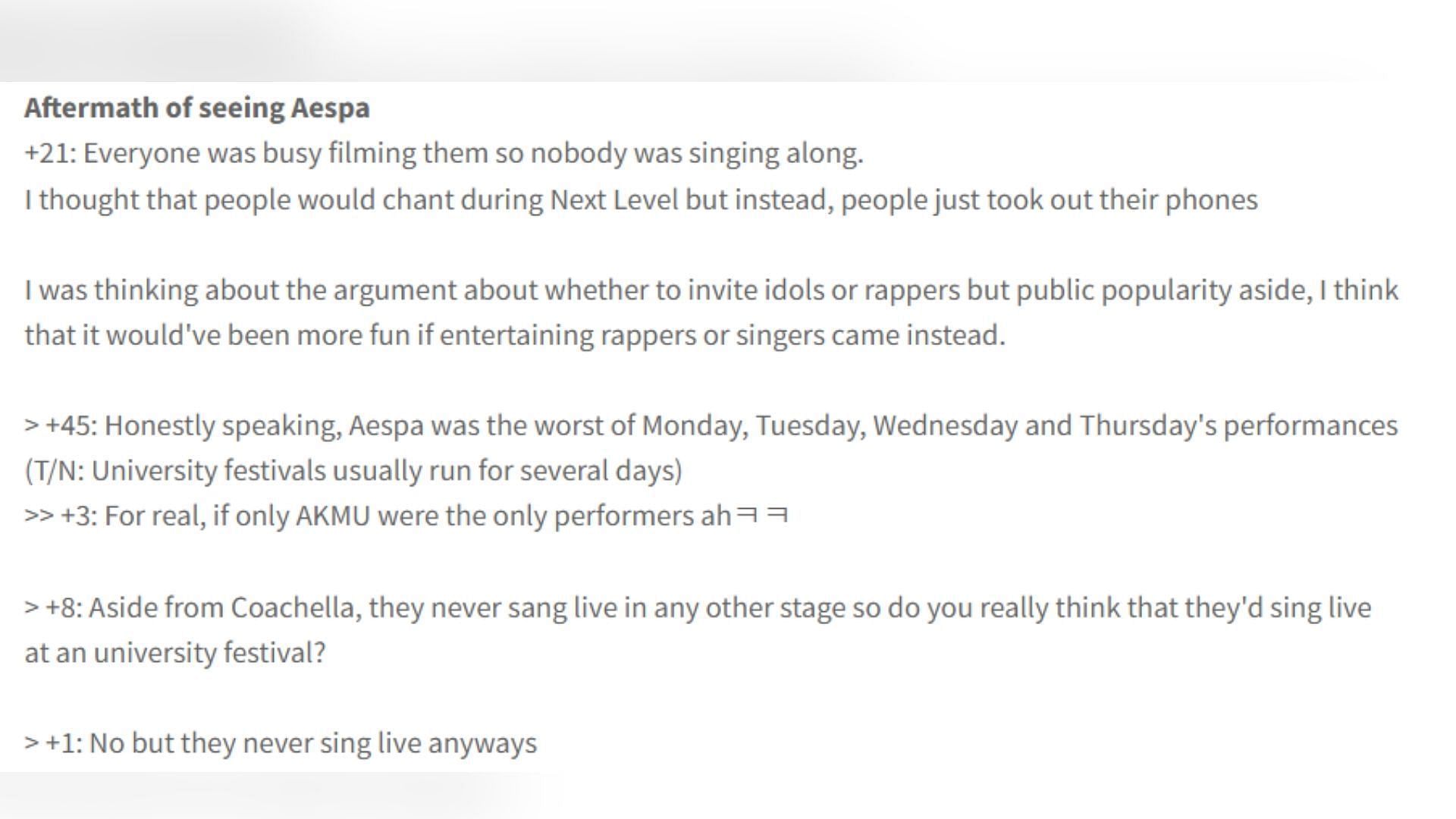Korean netizens&#039; comments about the group&#039;s lip-syncing (Image via pannchoa)