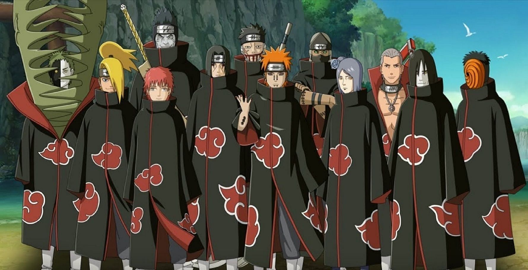 The Akatsuki members as they appear in Naruto (Image via Pierrot)